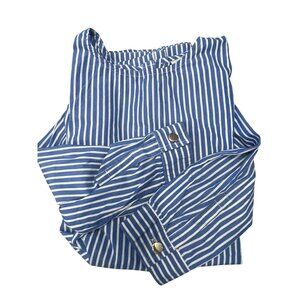 3/4 sleeve striped top gold accents tunic nautical cotton blouse Cottagecore